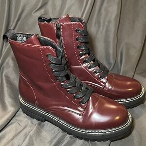 Callaway Black and Red Ankle Boots with Side Zipper